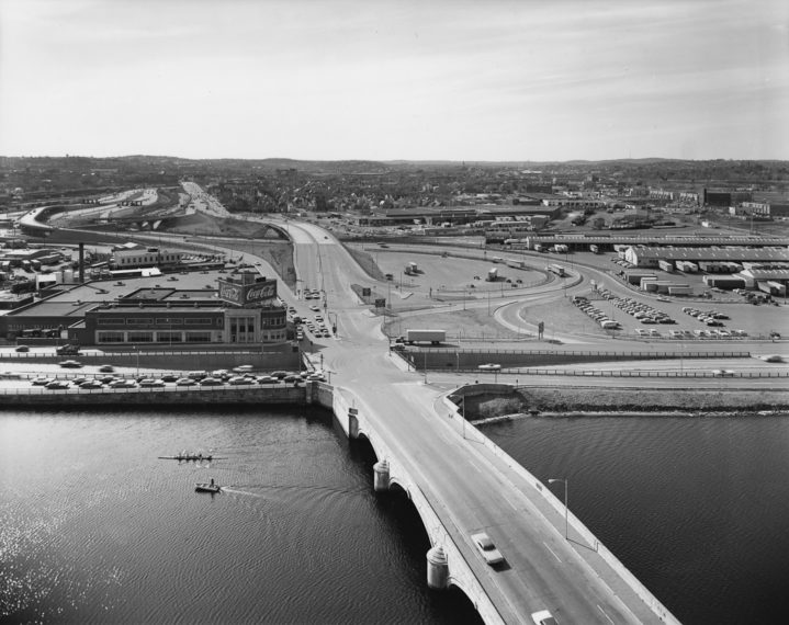 View of Cambridge from Memorial Drive, Cambridge, 1975, gelatin-silver contact print