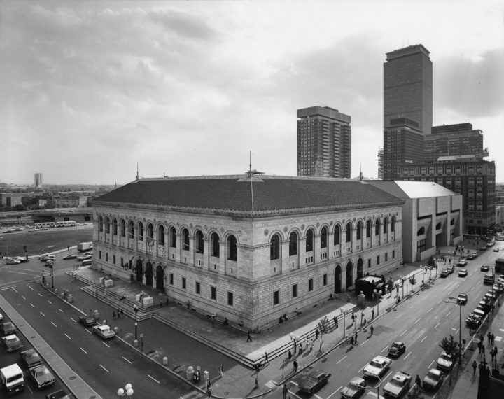 View of Boston Public Library, 1974, gelatin-silver contact print