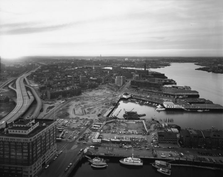 View of North End and Wharf Area, Boston, 1975, gelatin-silver contact print