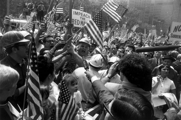 Hard-Hat Rally, New York, 1970, gelatin-silver print