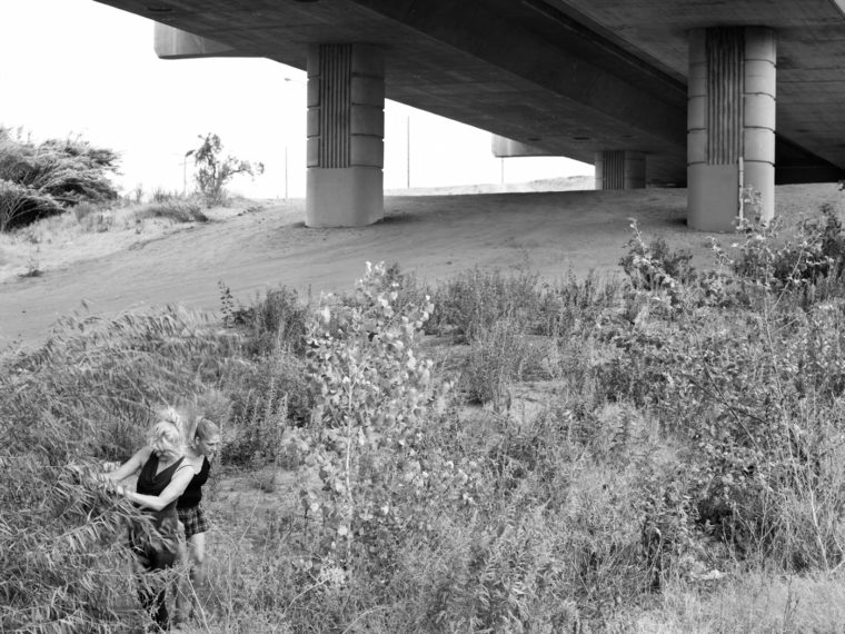 Deb and Pam Play Under 9th Street Bridge, Modesto, CA, 2013