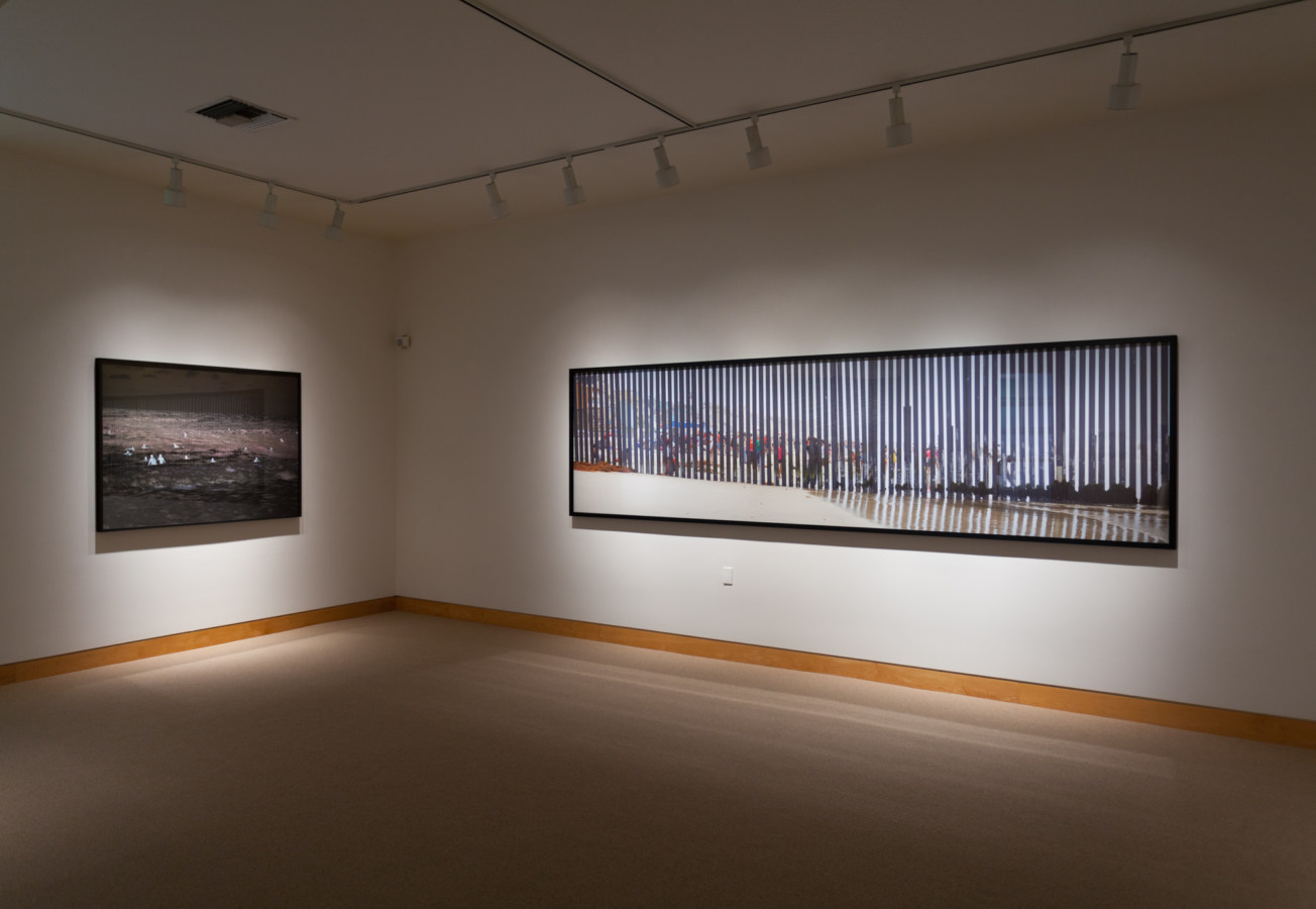 Color image of large scale color photographs on white gallery walls
