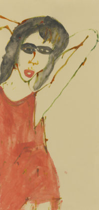 Untitled (Red dress), 2014, ink and watercolor on paper