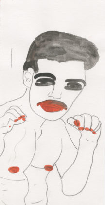 Untitled (Boxer), 2014, ink and watercolor on paper