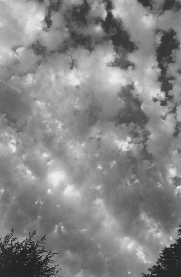 Black-and-white photograph of clouds