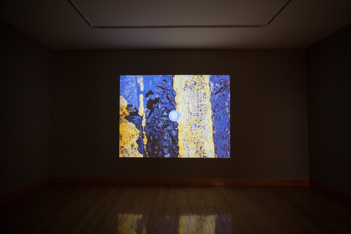 Color image of large scale color projection on gallery wall