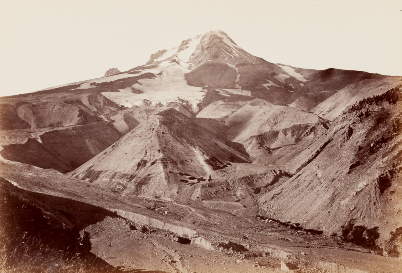 Ninteteenth century photograph of a snow-covered mountain top