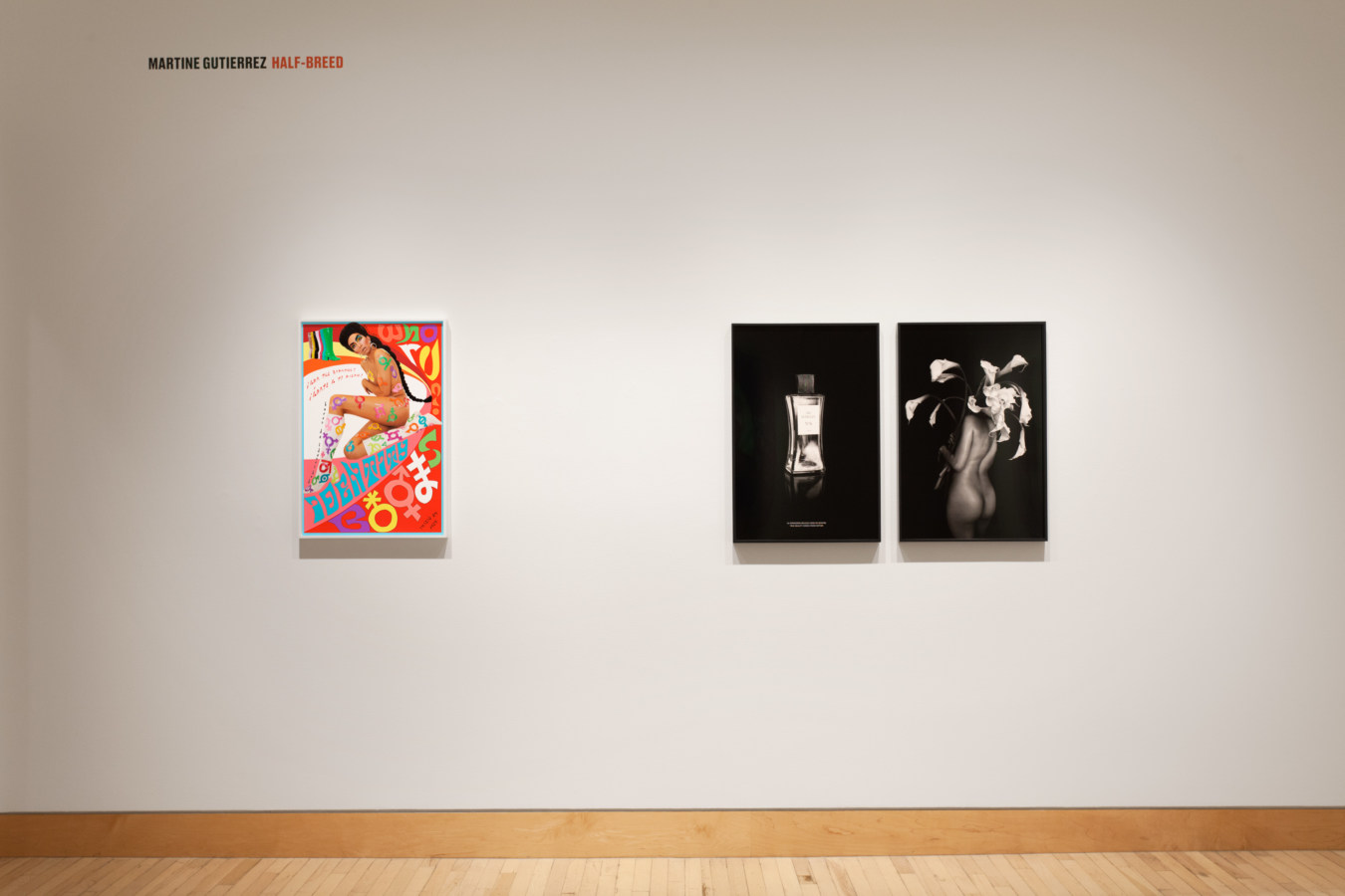 Color image of framed color photographs on white wall