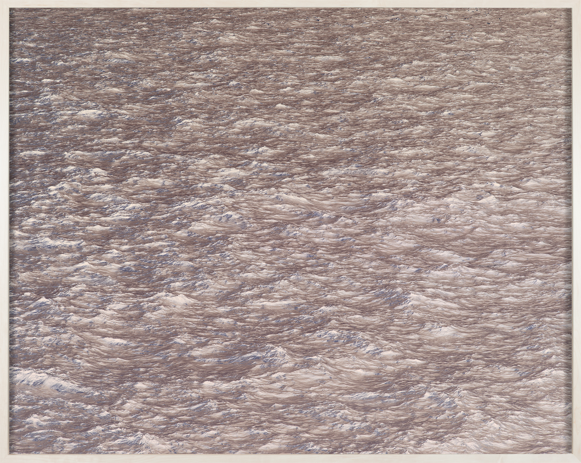 Color reversal image of waves framed in a light beige frame